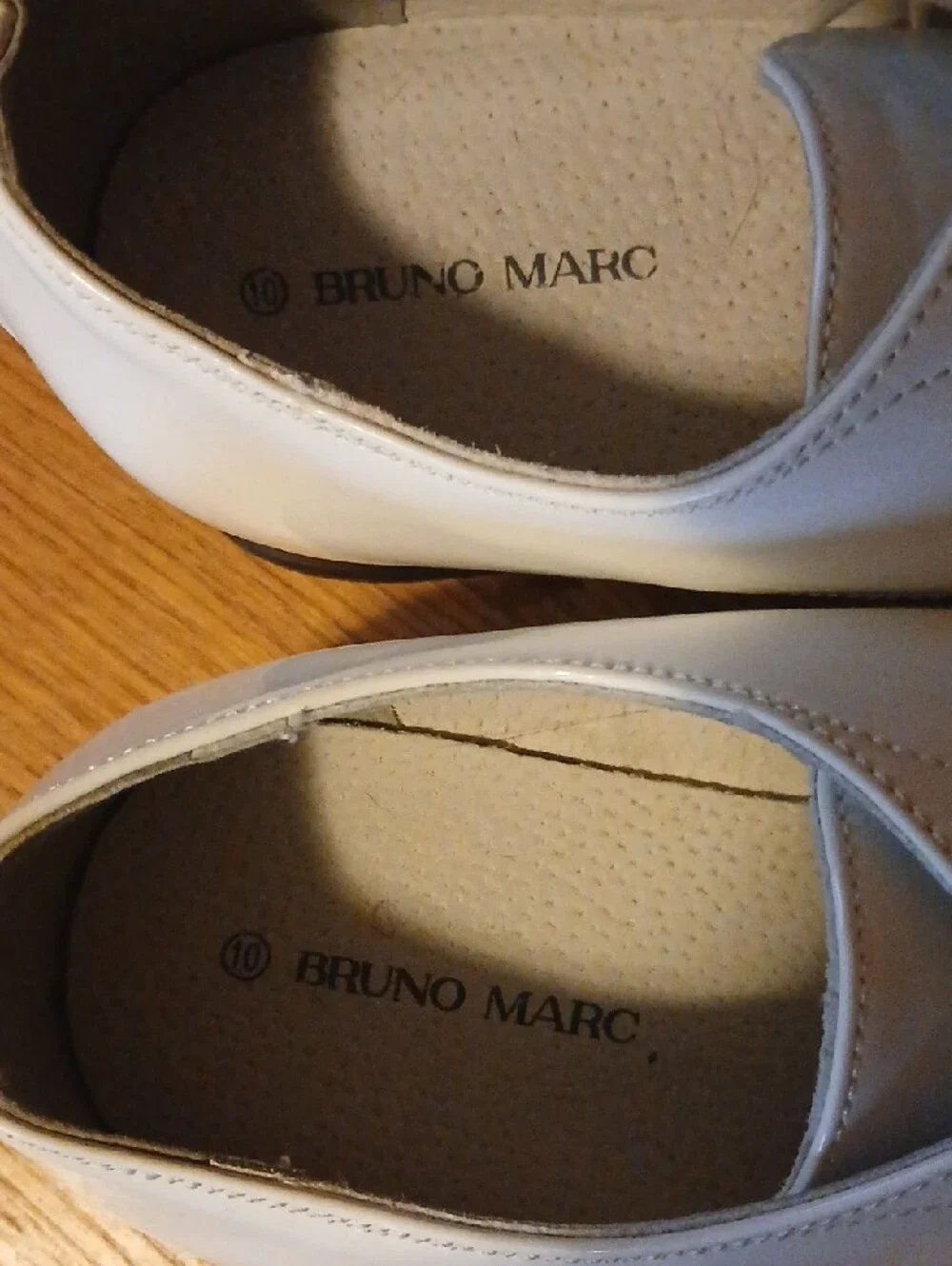 Men's  Bruno Marc White Patent Derby Shoes — Polished Lace-Up Formal Oxfords